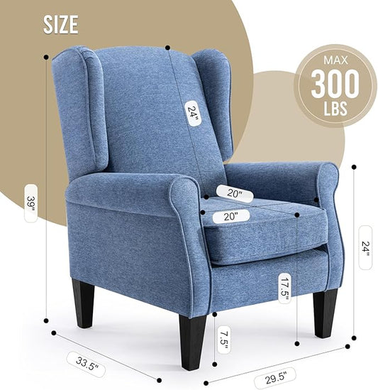 Accent Chair, Modern Living Room Chairs with Wingback, Comfy Upholstered High Back Single Sofa for Bedroom, Mid-Century Reading Armchair Sillas para Sala