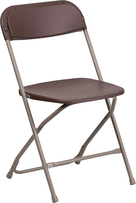 Flash Furniture Hercules Series Plastic Folding Chair - - Brown - 650LB Weight Capacity Comfortable Event Chair - Lightweight Folding Chair -