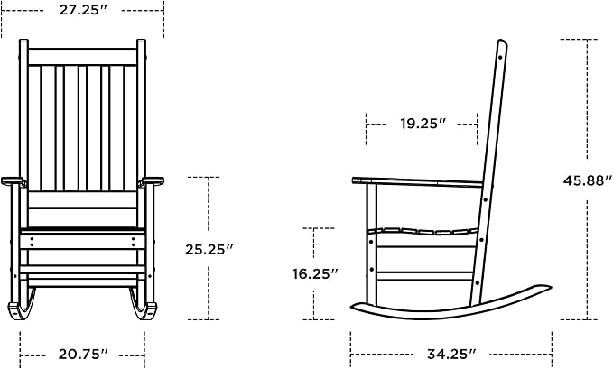 POLYWOOD Vineyard Porch Rocking Chair - Slate Grey - Heavy Duty HDPE Outdoor Rocker for Patio, Deck & Front Porch - Classic American Made Furniture