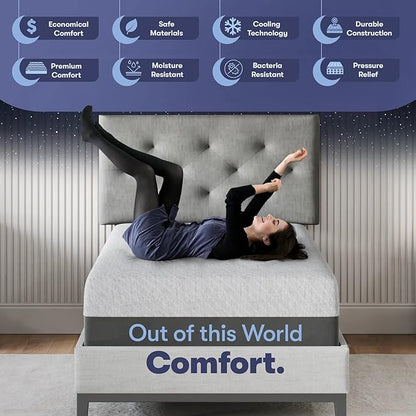 Celestial Sleep Gel Memory Foam Mattress in a Box, Made in The USA, CertiPUR-US® Certified Foam, Oeko-Tex, and Fiberglass-Free Certified Bed, 8 inch Firm - Twin