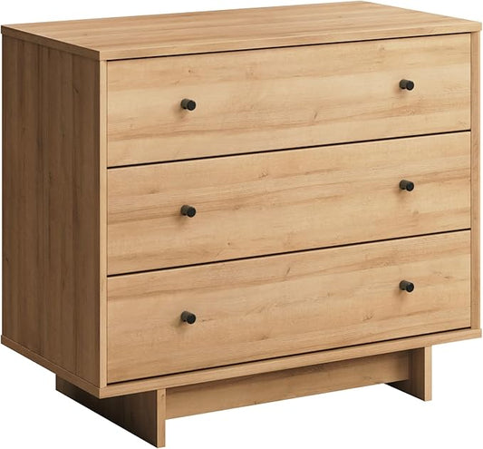 Prepac Finnley 3-Drawer Nightstand in Natural Oak, Extra-Wide Bedside Table with Storage, Modern End Table for Home, Bedroom, 16" D x 31" W x 26.75" H