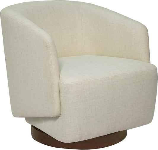 MINCETA Accent Chair,Modern Swivel Chairs for Living Room and Bedroom Reading with Wood Base,Performance Fabric in Beige