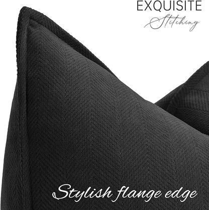 ZWJD Black Pillow Covers 20x20 Set of 2 Chenille Throw Pillow Covers with Elegant Design Soft and Luxurious Decorative Throw Pillows for Couch, Bed, and Home Decor