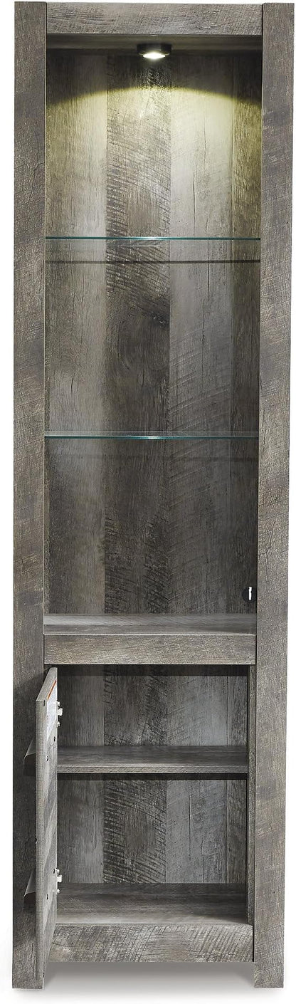 Signature Design by Ashley Wynnlow Rustic 4-Piece Entertainment Center for TVs up to 72" with LED Lighting and Adjustable Shelf, Gray
