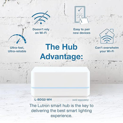 Lutron Caseta Original Smart Light Switch (Lutron Smart Hub Required), for Home, LED, and Fans, 6 Amp, Single-Pole/3-Way, Neutral Required, PD-6ANS-LA-2-Pack, Light Almond, 2 Pack
