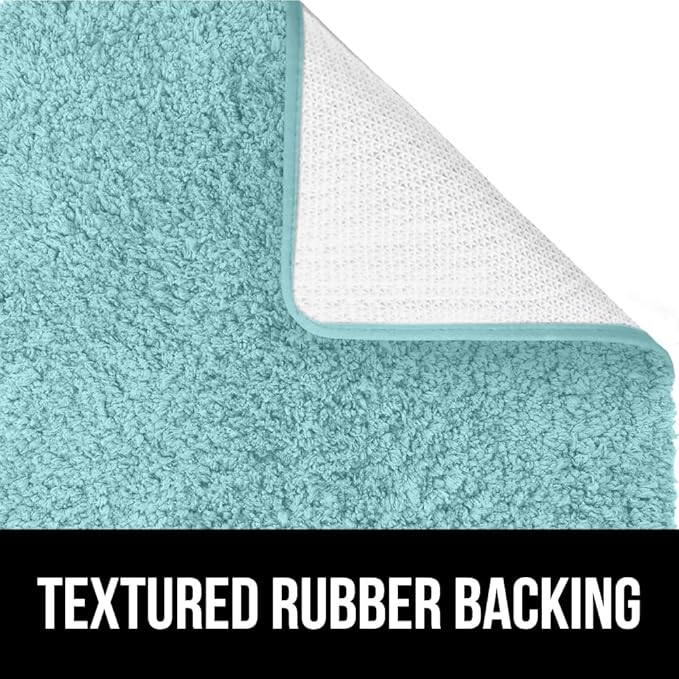 GORILLA GRIP Bathroom Rugs, 42x24, Ultra Soft Absorbent Mat, Thick Plush Bath Rug, Machine Washable, Microfiber Quick Dry, Mats for Shower, Bathtub and Floor, Home Decor Accessories, Spa Blue