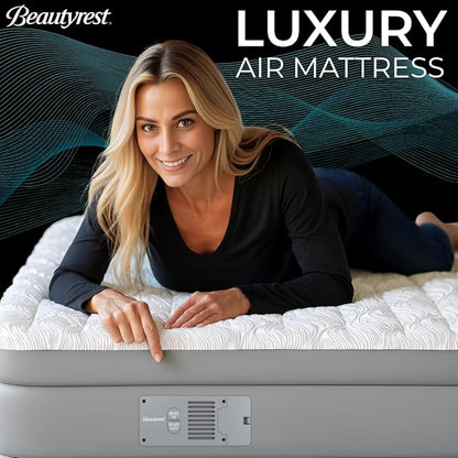 Beautyrest Luxaire, Full Size Luxury Air Mattress, 20 Inch Height with Cool Vent Top, Smart Auto Shut-Off Pump, Puncture Resistant Ever Firm Fabric with Edge Support