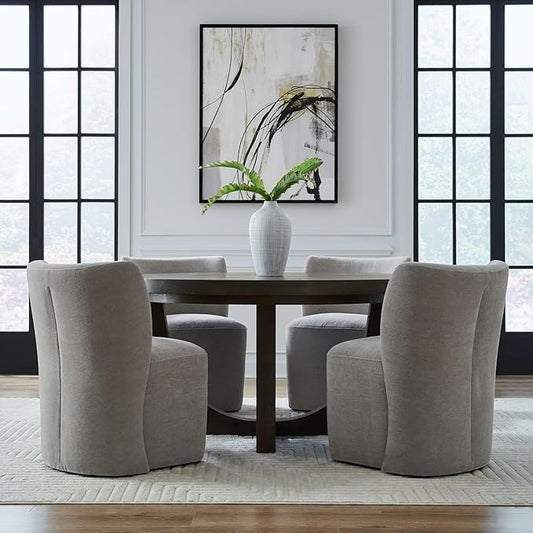 Liberty Furniture Accent Dining Chairs with Castors - Rounded Back - Truffle Upholstry - Set of Four