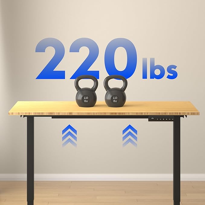 FLEXISPOT E3 Bamboo Dual Motor 72 x 30 Electric Standing Desk Sit Stand Up Desk, Holds 220 lbs, Adjustable Height w/ Memory Presets, Solid Bamboo Desktop & Black Frame, Ships in 2 Boxes
