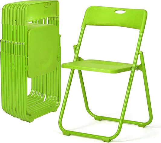 Karl home 10 Pcs Folding Chair, 300LBS Lightweight Foldable Plastic Chair, Reinforced Metal Frame Easy to Fold & Store for Indoor & Outdoor, Wedding, Party, Meeting Room, Patio and Garden, Green