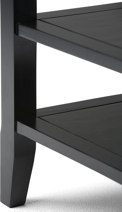 SIMPLIHOME Acadian SOLID WOOD 19 inch Wide Square Transitional End Table in Black for the Living Room and Bedroom