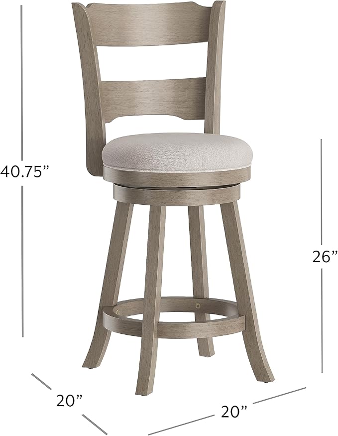 Hillsdale Arborwood Wood Counter Height Swivel Stool, Aged Greige