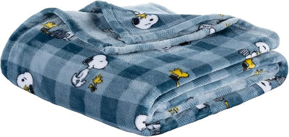 Berkshire Blanket Peanuts® VelvetLoft® Cute Character Snoopy Plush Blanket,Navy Tonal,Twin 60 in x 90 in (Official Peanuts® Product)
