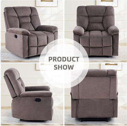 EBELLO Set of 2 Manual Recliner Chair for Adults with Soft Padded Headrest and Backrest, Overstuffed Single Recliner Sofa Chair for Living Room, Dark Brown