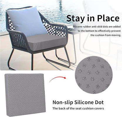 Easy-Going Waterproof Patio Cushion Covers 22x20x4 inch 4 Pack Replacement Non-Slip Outdoor Seat Cushion Slipcover with Zipper. Gray