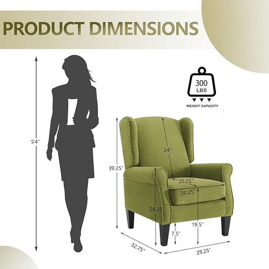 Accent Chair, Modern Living Room Chairs with Wingback, Comfy Upholstered High Back Single Sofa for Bedroom, Mid-Century Reading Armchair Sillas para Sala