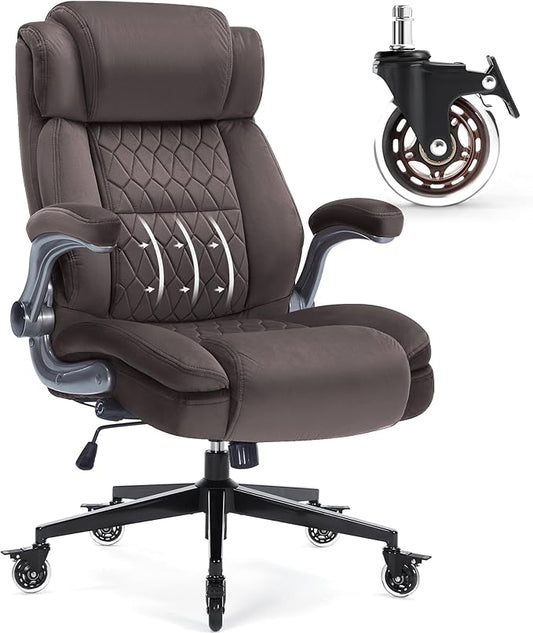 Large High Back Office Chair with Flip Arms- Executive Desk Chair with Locking Wheels, Adjustable Lumbar Support, Ergonomic Breathable Fabric Computer Chair Prevents Cats Scratching