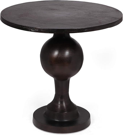 Christopher Knight Home Vintage Aluminum Round Dining Table with Pedestal Base, Table for Dining Set, Suitable for Small Living Areas,Furniture for Kitchen, Dining Room, Party, Raw Bronze