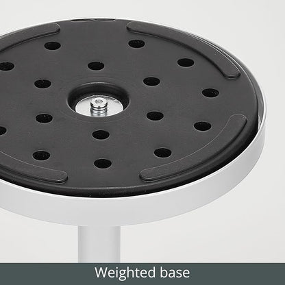 mDesign Glass Top Side/End Drink Table - Tall Modern Round Accent Metal Nightstand Furniture for Living Room, Dorm, Home Office, and Bedroom - 9" Round - Matte White