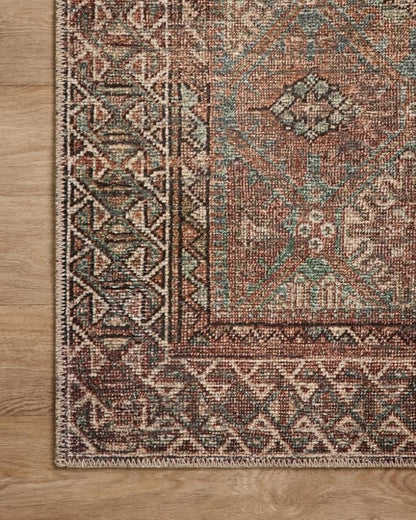 Loloi Amber Lewis Billie Collection BIL-04 Aqua/Rust 2'-6" x 12'-0", 0.19" Thick Runner Rug