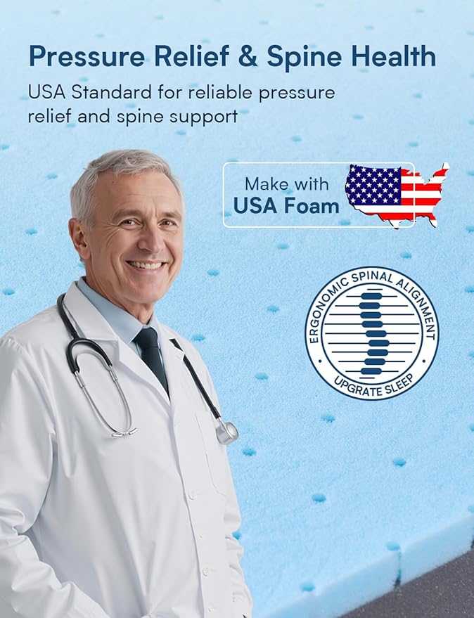 Queen Mattress Firm, 14 Inch Cooling Gel Memory Foam Mattress, Back Pain Relief, Cooling Ice Silk Cover, Bed Mattress in Box, CertiPUR-US Certified