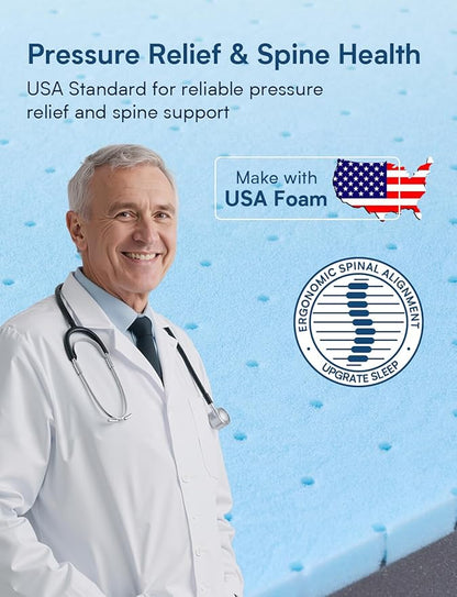 Queen Mattress Firm, 14 Inch Cooling Gel Memory Foam Mattress, Back Pain Relief, Cooling Ice Silk Cover, Bed Mattress in Box, CertiPUR-US Certified