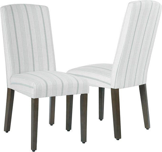 HomePop Parsons Classic Dining Chairs, Pack of 2, Dove Grey Stripe
