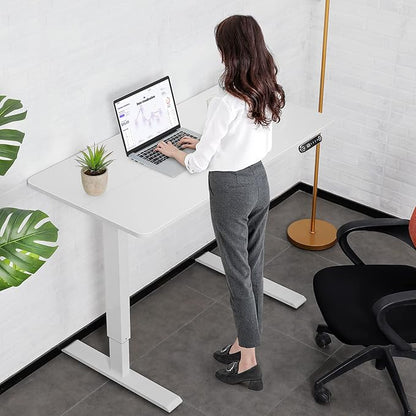 farexon 48 x 24 inch Standing Desk Electric Adjustable Height with Charging Station,USB Outlets, Stand up Desk with Ergonomic Workstation, 18mm Tabletop(White)