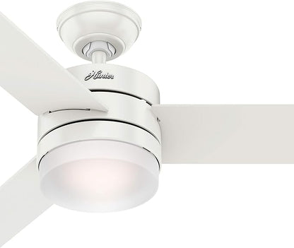 Hunter Fan 54 inch Contemporary Fresh White Indoor Ceiling Fan with Light Kit and Remote Control (Renewed)