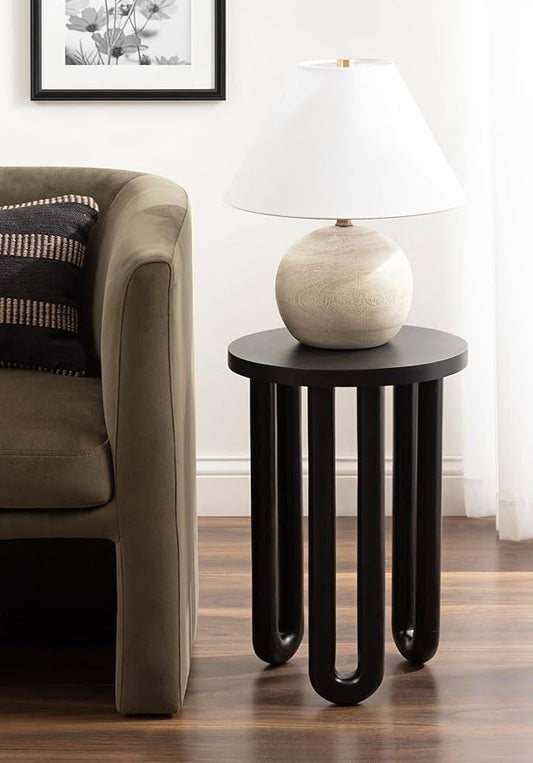 Kate and Laurel Kenzo Modern Wooden Round Side Table; 14 x 14 x 20; Black; Transitional Wood End Table for Use as Bedroom Nightstand or Living Room Accent Table