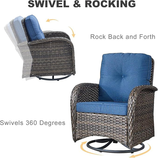 HUMMUH 7-Piece Outdoor Patio Furniture PE Wicker Patio Conversation Set,High Back Patio Couch with Coffee Tables Outdoor Chairs for Backyard,Porch,Deck