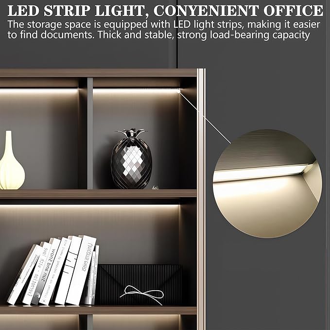 Modern Executive Desk, 141.7 inch L Shaped Desk with Storage, L Shape Corner Desk Drawers and Lockable Storage No Installation Required, Without Desk or Computer Chair (Filing Cabinet)