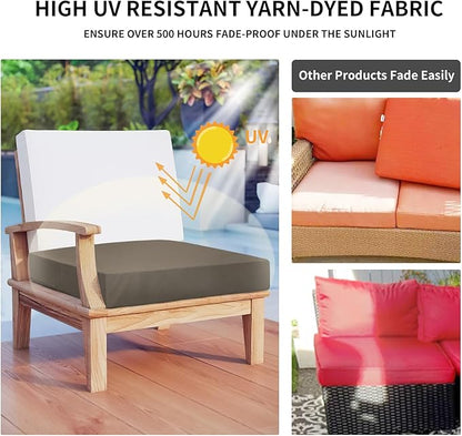 Easy-Going Waterproof Patio Cushion Covers ONLY Cover 27x25x5 inch 4 Pack Replacement Non-Slip Outdoor Seat Cushion Slipcover with Zipper. Taupe