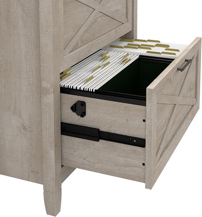 Bush Furniture Key West 2 Drawer Lateral File Cabinet in Washed Gray, Document Storage for Home Office, Accent Chest with Drawers