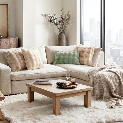 MIULEE Faux Fur Pillow Covers Thick Soft Plush Throw Pillows Luxury Home Decor for Couch Bed Bedroom Living Room Sofa,20x20 Inch Pack of 2 Sage Green