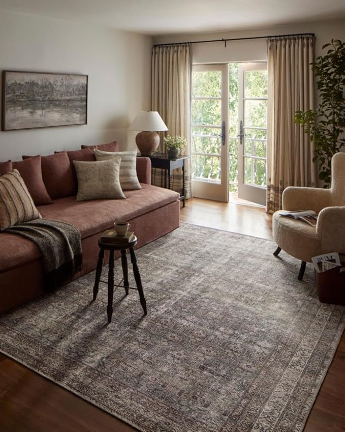 Loloi Amber Lewis Georgie Collection GER-10 Moss/Bark 5'-0" x 7'-6", .19" Pile Height, Area Rug