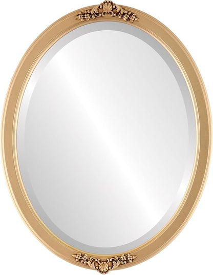 OVALCREST Oval Beveled Wall Mirror for Home Decor - Athena Style - Gold Spray - 26" x 20" Outside Dimensions