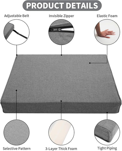 Patio Furniture Sofa Cushion Set Outdoor Living Deep Seating Cushions Thick Foam Replacement Cushion,23.6x23.6 Inch,Medium Grey