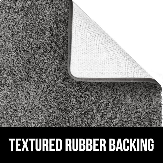 GORILLA GRIP Bathroom Rugs, 30x20, Ultra Soft Absorbent Mat, Thick Plush Bath Rug, Machine Washable, Microfiber Quick Dry, Mats for Shower, Bathtub and Floor, Home Decor Accessories, Charcoal