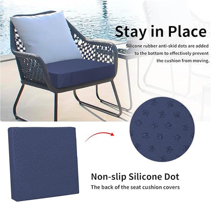 Easy-Going Waterproof Patio Cushion Covers ONLY Cover 24x22x4 inch 4 Pack Replacement Non-Slip Outdoor Seat Cushion Slipcover with Zipper. Navy