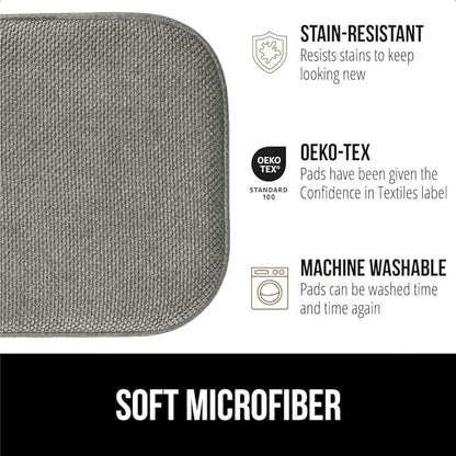 GORILLA GRIP Chair Cushions, Set of 8, 16x16, Memory Foam Pads for Dining Room, Kitchen Table, Office Desk, Rocking Chairs, Stay in Place Backing, Comfortable Microfiber Seat Cover Pad Cushion, Gray
