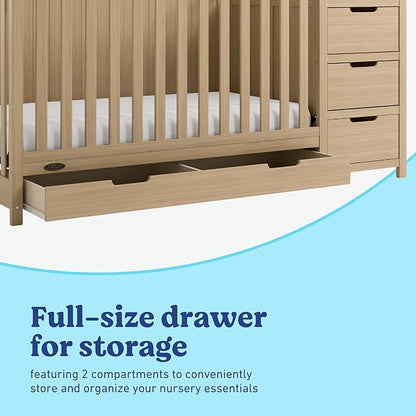 Graco Hadley 5-in-1 Convertible Crib & Changer (Driftwood) – GREENGUARD Gold Certified, Fits Standard Crib Mattress, Converts to Toddler Bed and Full Bed, 4 Adjustable Mattress Heights
