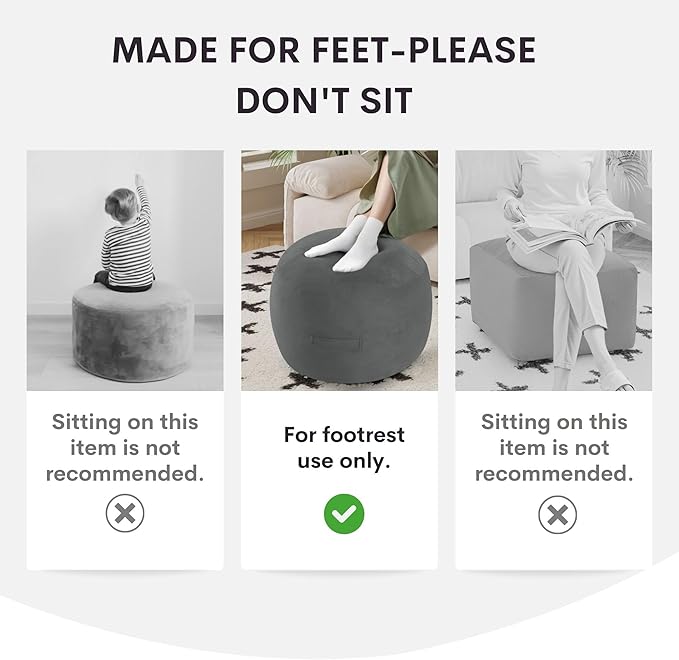 MeMoreCool Stuffed Round Pouf Ottoman Foot Rest, Floor Pouf Foot Stool with Soft Foam Chunk Filling, Small Round Ottoman Footstool Circle Footrest for Living Room, Light Grey