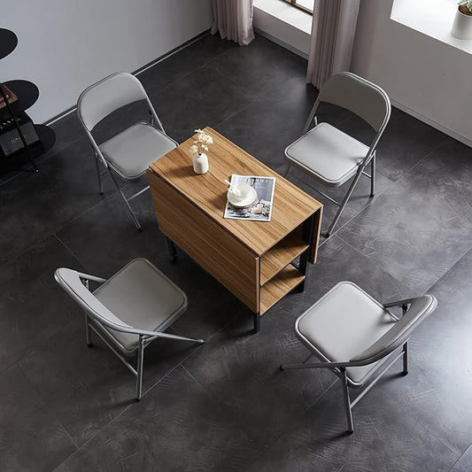 4PCS Elegant Folding Metal Chairs with Padded Seats,Potable Iron & PVC Durable Chairs for Convention & Exhibition Easy to take fit for Any Occasions 330lbs Capacity (Grey, 4 PCS)