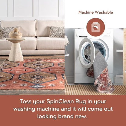 nuLOOM Nikita Faded Geometric Machine Washable Area Rug - 10x14 Machine Washable Area Rug Traditional Beige/Ivory Rugs for Living Room Bedroom Dining Room Kitchen
