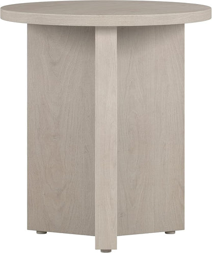 Henn&Hart 20" Wide Round Side Table in Alder White, for Home, Living Room, Bedroom, Entertainment Room or Office
