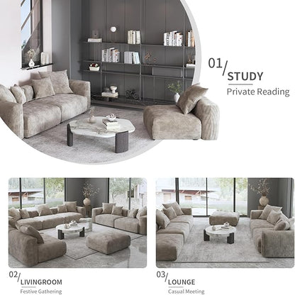 Oversized Modular Sectional Sofa with Ottomans,8 Seater Corduroy V Shaped Reversible Corner Couch,181.73" Convertible Sofa & Couch Free Combination for Living Rooom,Brown