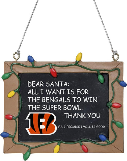 NFL Resin Holiday Christmas Chalkboard Sign Ornament