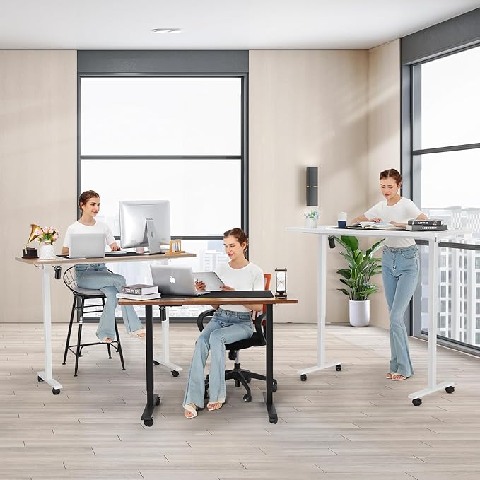 farexon 48 x 24 inch Standing Desk Electric Adjustable Height with Charging Station,USB Outlets, Stand up Desk with Ergonomic Workstation, 18mm Tabletop(White)