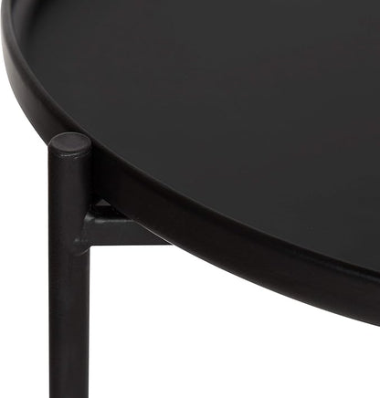 Kate and Laurel Ulani Set of 2 Nested Round Metal End Tables, Black